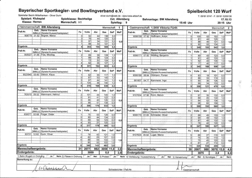 Spielbericht BW Allersberg Viktoria 2